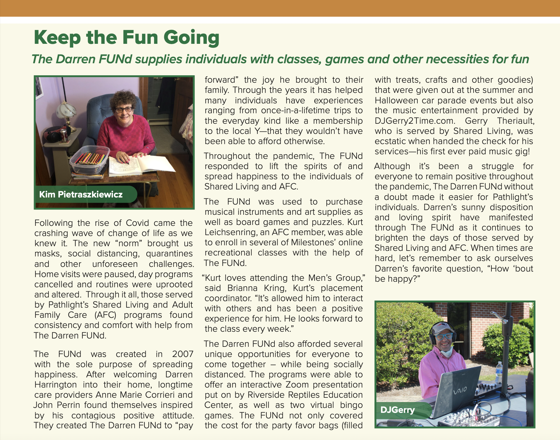 Keep the Fun Going article about the Darren FUNd